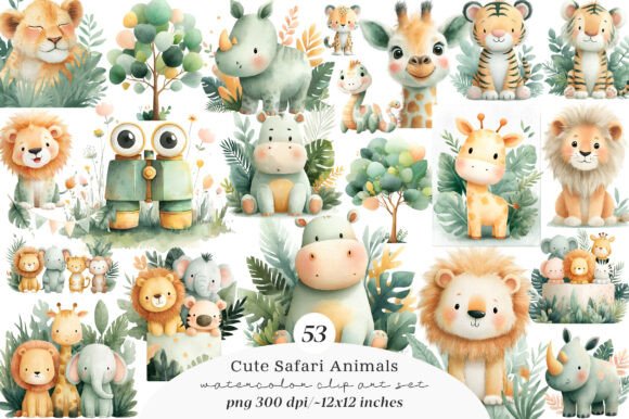 Download Cute Safari Animals Clipart - Anima Collection