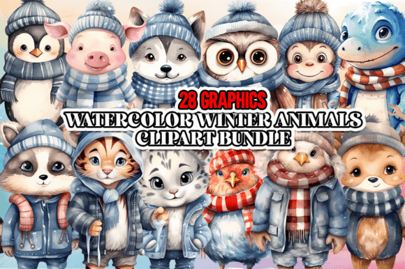 Download Watercolor Winter Animals Bundle - Anima Collection