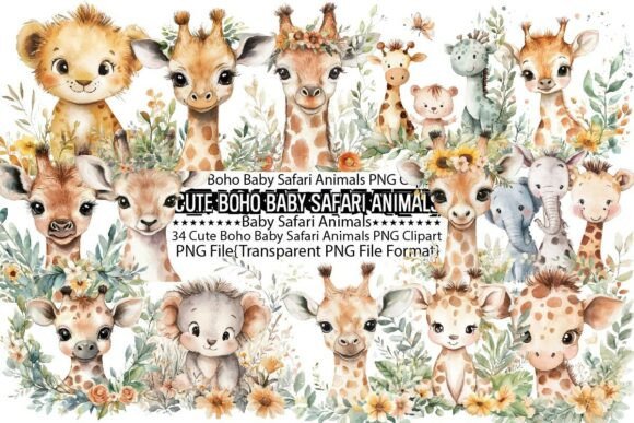 Download Cute Boho Baby Safari Animals - Anima Collection