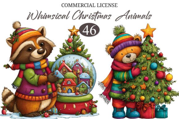 Download Whimsical Christmas Animals Clipart - Anima Collection