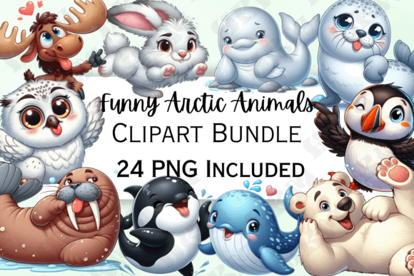Download Funny Cartoon Arctic Animals Clipart - Anima Collection