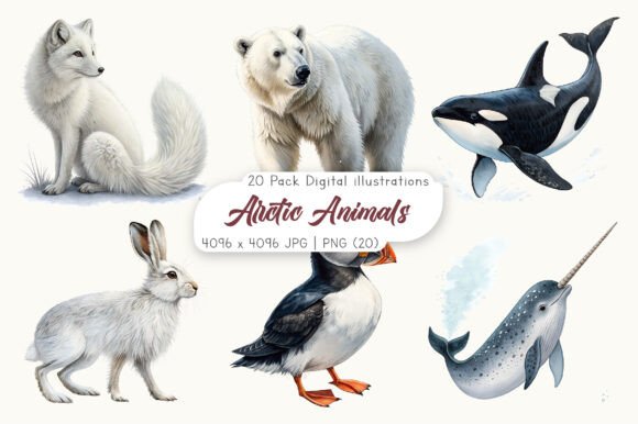 Download Watercolor Arctic Animals Clipart - Anima Collection