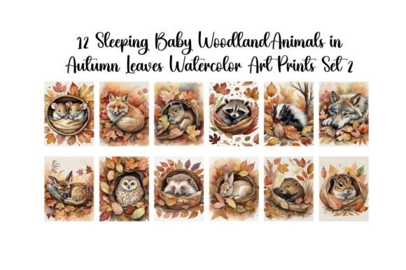 Download Woodland Baby Animals in Autumn Leaves - Anima Collection
