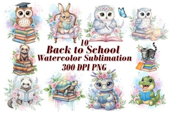 Download Reading Animals Watercolor Sublimation - Anima Collection