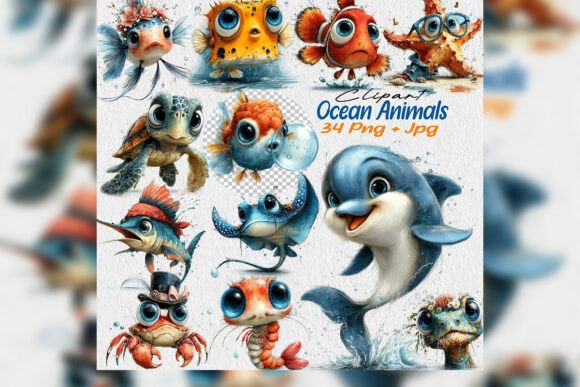 Download Ocean Animals Clipart PNG Summer Bundle - Anima Collection