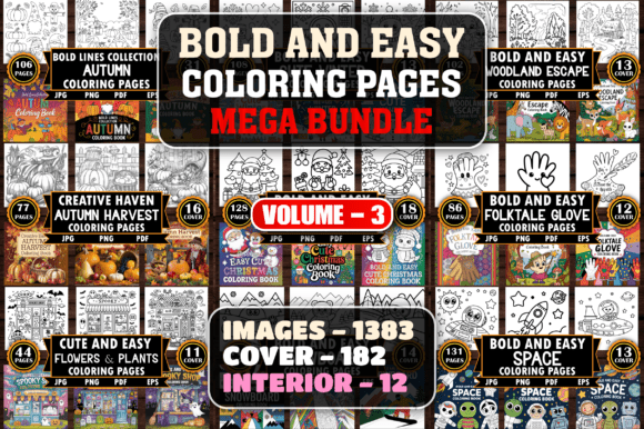 Download 1383 Bold and Easy Coloring Pages Bundle - Premium Resources