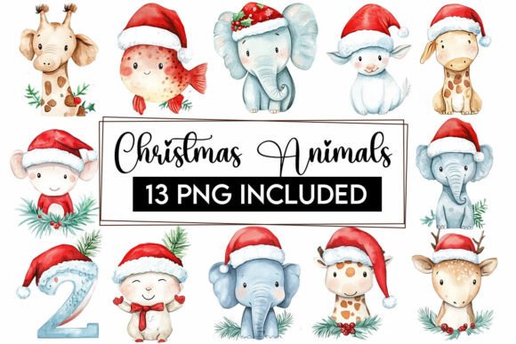 Download Christmas Baby Animals Clipart PNG Santa - Anima Collection