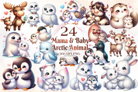 Download Mom and Baby Arctic Animal Clipart - Anima Collection