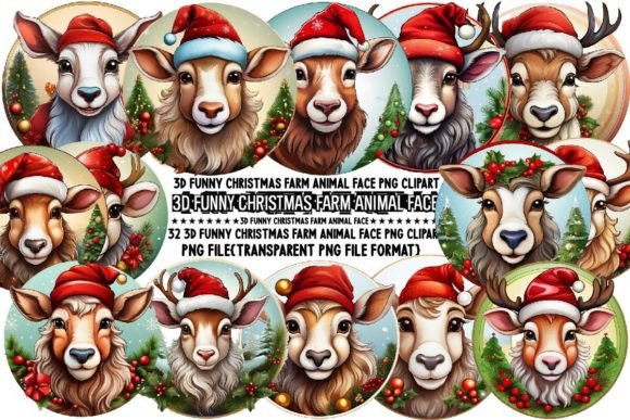 Download 3D Funny Christmas Farm Animal Face PNG - Anima Collection