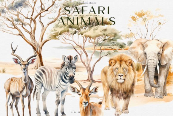 Download Watercolor Safari Animals Clipart Set - Anima Collection