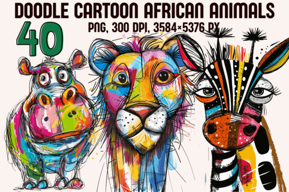 Download Doodle Cartoon African Animals - Anima Collection