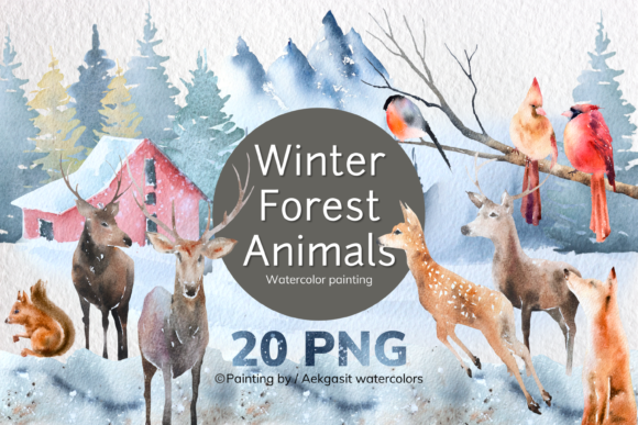 Download Watercolor Winter Forest Animals PNG - Anima Collection