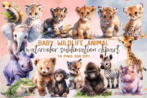 Download Watercolor Baby Wildlife Animal Clipart - Anima Collection