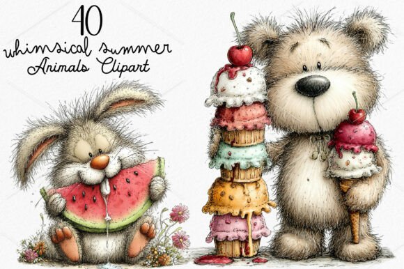 Download Whimsical Summer Animals Clipart Bundle - Anima Collection