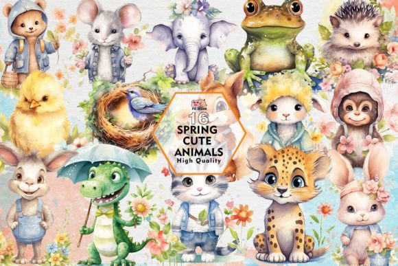 Download Spring Cute Animals Sublimation Clipart - Anima Collection