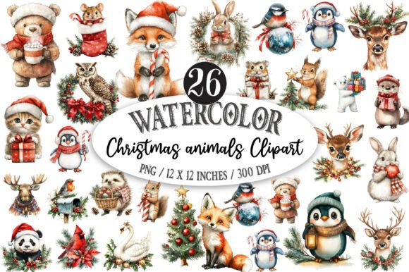 Download Watercolor Christmas Animals Clipart - Anima Collection