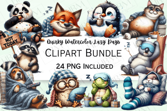 Download Quirky Watercolor Lazy Days Animals - Anima Collection