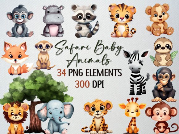 Download Safari Baby Animals Clipart, 34PNG's - Anima Collection