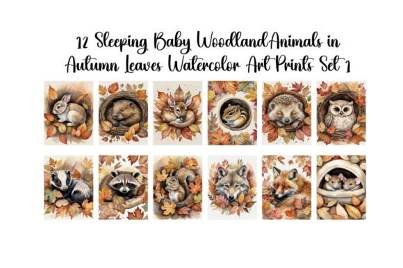 Download Woodland Baby Animals in Autumn Leaves - Anima Collection