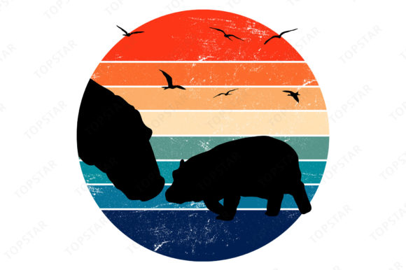 Download Mom and Baby Hippo Animal Silhouette - Anima Collection