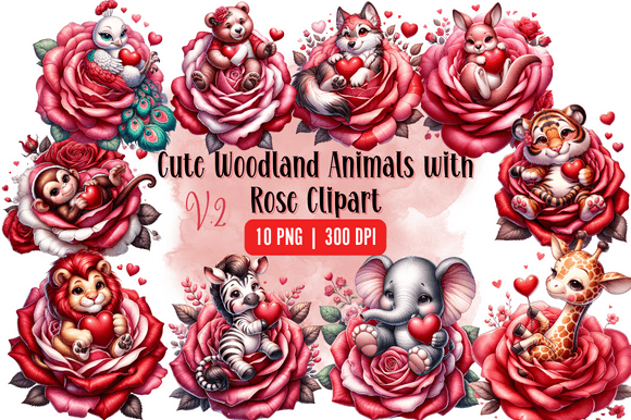 Download Watercolor Cute Woodland Animals Rose - Anima Collection