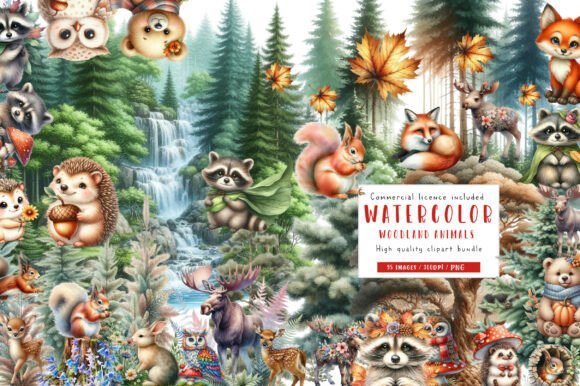 Download Watercolor Woodland Animals Clipart - Anima Collection