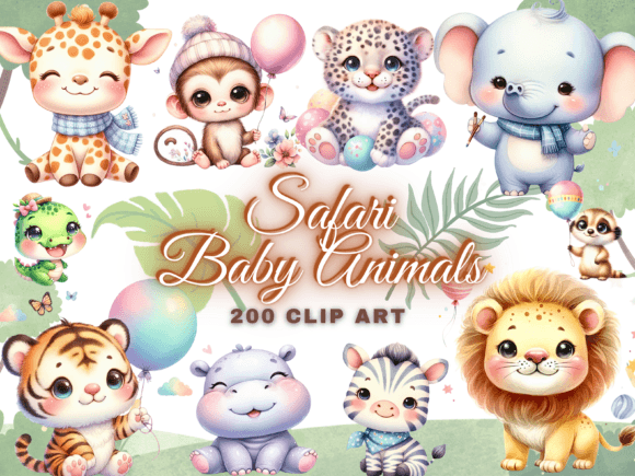 Download 200 Cute Baby Safari Animals Clipart PNG - Anima Collection
