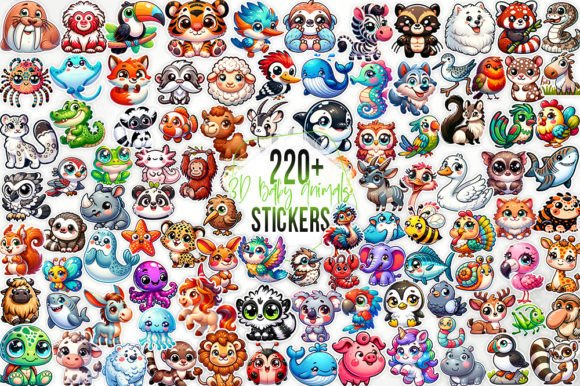 Download 220+ 3D Cute Animals Stickers Bundle - Anima Collection