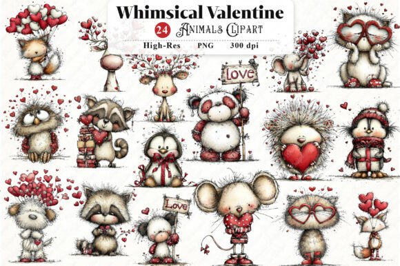 Download Whimsical Valentine Animals Clipart - Anima Collection