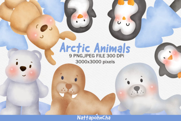 Download Watercolor Arctic Animals Clipart. - Anima Collection