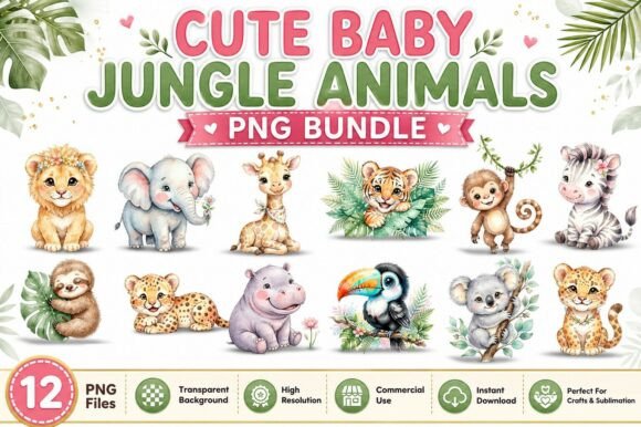 Download Cute Baby Jungle Animals PNG Bundle - Anima Collection
