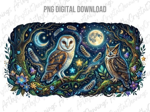 Download Celestial Night Owl Forest Animal PNG - Anima Collection