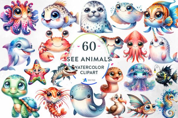 Download 60+ Pastel Sea Animal Watercolor Clipart - Anima Collection