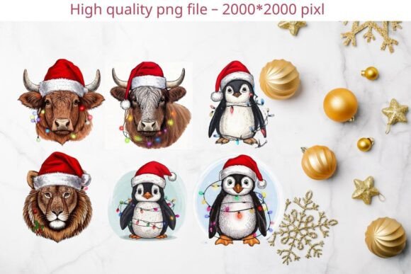 Download Christmas Animal Illustrations with Sant - Anima Collection