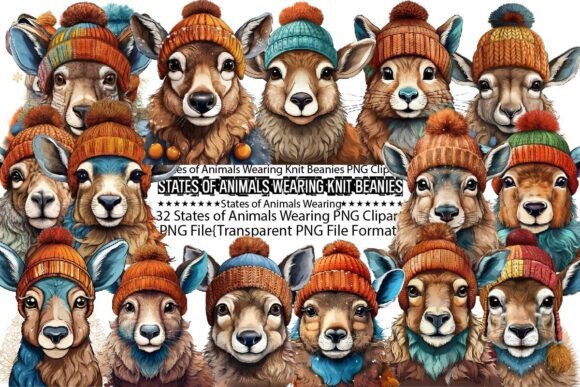 Download States of Animals Wearing Knit Beanies - Anima Collection