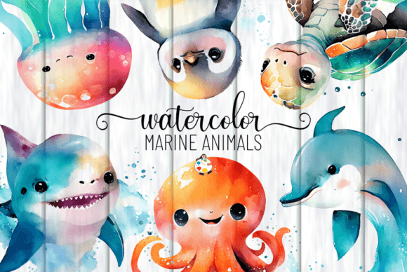 Download Watercolor Marine Animal Illustrations - Anima Collection