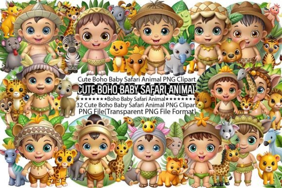 Download Cute Boho Baby Safari Animals PNG - Anima Collection