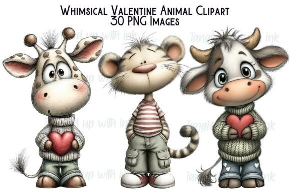 Download Whimsical Valentine Animal Clipart - Anima Collection
