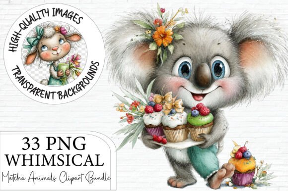 Download Whimsical Matcha Animals Clipart Bundle - Anima Collection