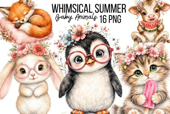 Download Whimsical Summer Baby Animals Clipart - Anima Collection