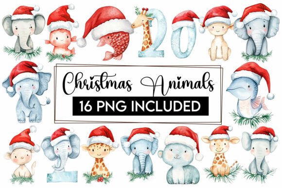 Download Christmas Baby Animals Clipart PNG Santa - Anima Collection