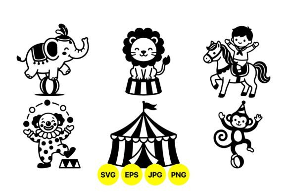 Download Vintage Circus Animal Clipart Set - Anima Collection