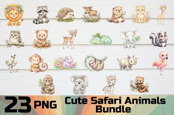 Download Cute Safari Animals Clipart PNG Bundle - Anima Collection