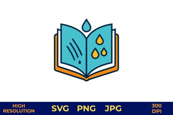 Download Open Book with Rain Drops Vector Design - Rain drops Collection