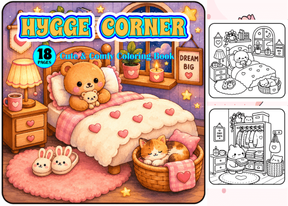 Download Hygge Corner Cute &amp; Comfy Coloring Book - Premium Resources