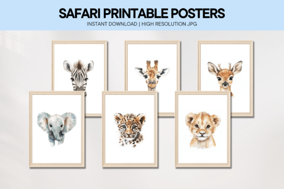 Download Safari Animals Prints Nursery Wall Art - Anima Collection