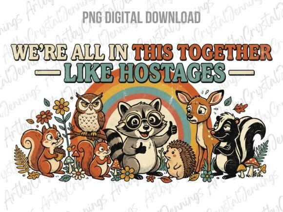 Download Retro Funny Hostages Forest Animals PNG - Anima Collection