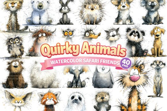 Download Quirky Watercolor Animal PNG Bundle - Anima Collection