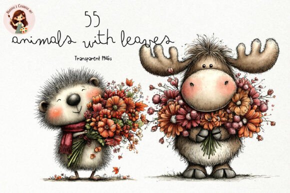 Download Cute Animals with Leaves PNG Clipart - Anima Collection