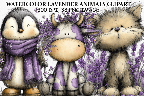 Download Watercolor Lavender Animals Clipart - Anima Collection